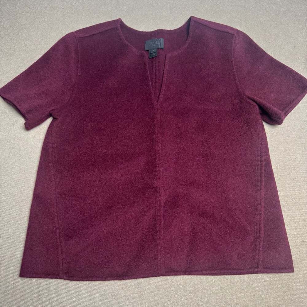 J.Crew Collection Cashmere Short-Sleeve Top Size 4 Burgundy